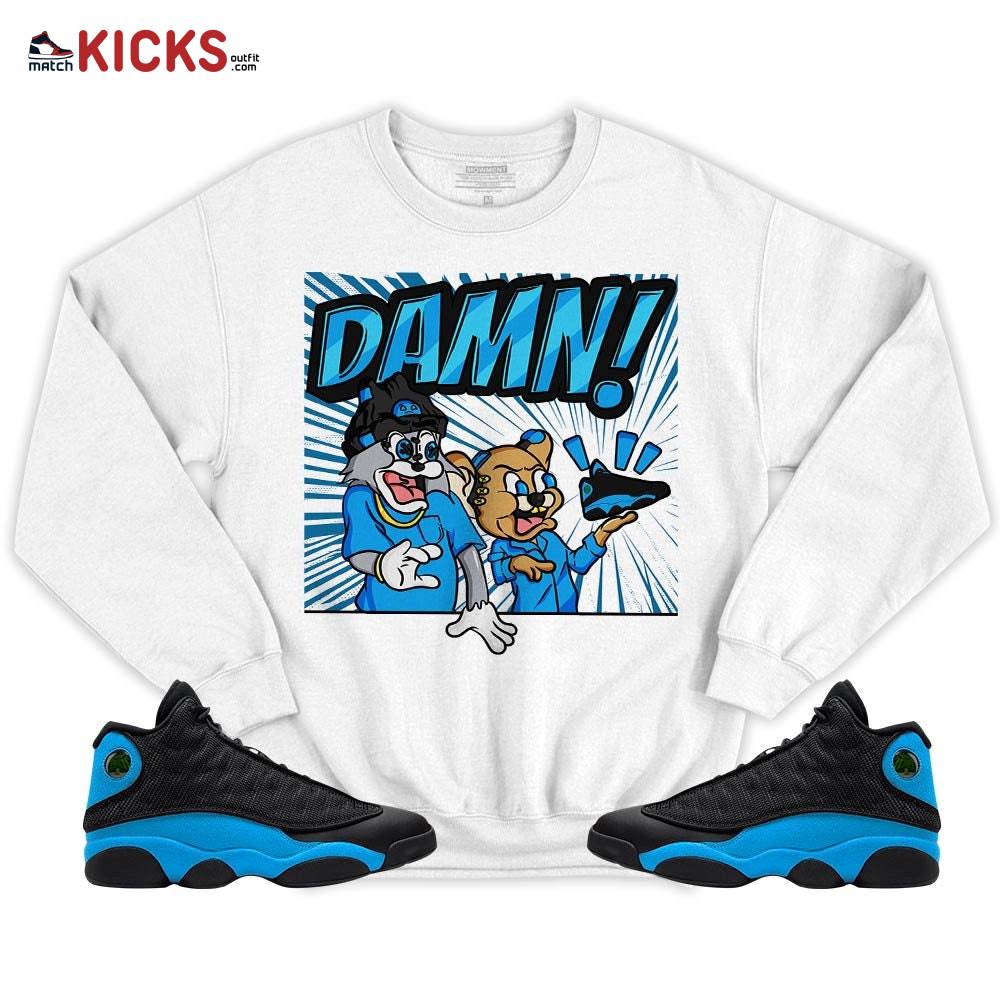 Cat And Mouse Damn Sneaker Shirt Match Black University Blue 13s, Jordan 13 Black University Blue 2022 MKO T-Shirt Cat And Mouse Damn Sneaker Shirt Match Black University Blue 13s, Jordan 13 Black University Blue 2022 MKO T-Shirt