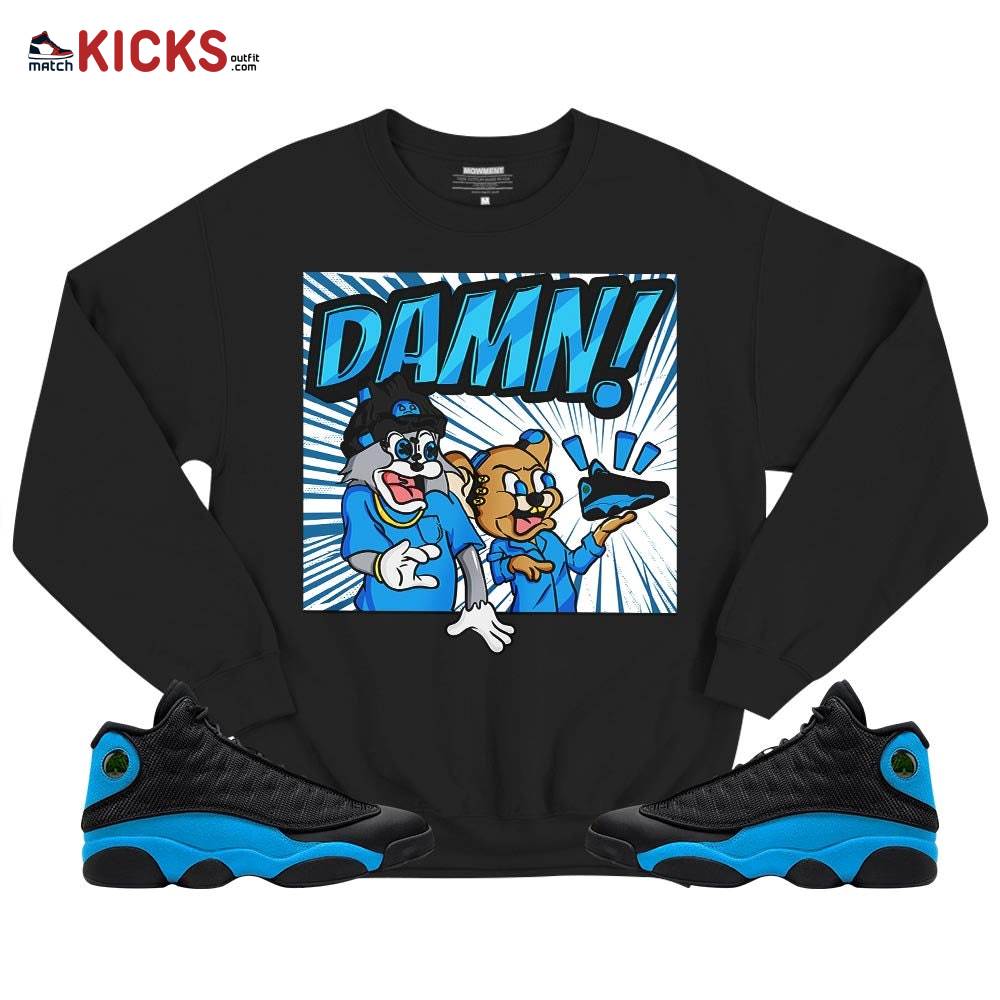 Cat And Mouse Damn Sneaker Shirt Match Black University Blue 13s, Jordan 13 Black University Blue 2022 MKO T-Shirt Cat And Mouse Damn Sneaker Shirt Match Black University Blue 13s, Jordan 13 Black University Blue 2022 MKO T-Shirt