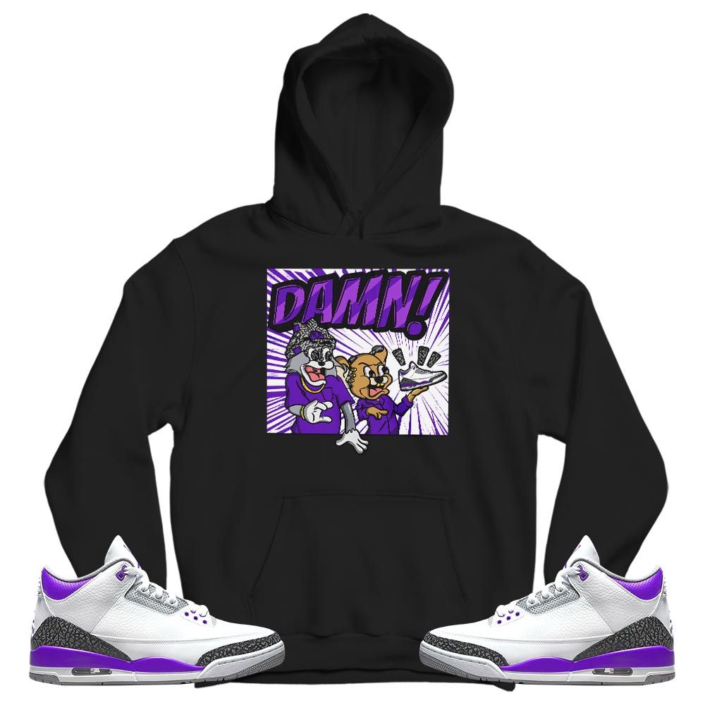 Cat And Mouse Damn Sneaker Shirt Match Dark Iris 3s, Jordan 3 Retro Dark Iris MKO T-Shirt