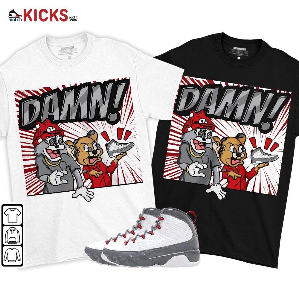 Cat And Mouse Damn Sneaker Shirt Match Fire Red 9s, Jordan 9 Retro Fire Red MKO T-Shirt