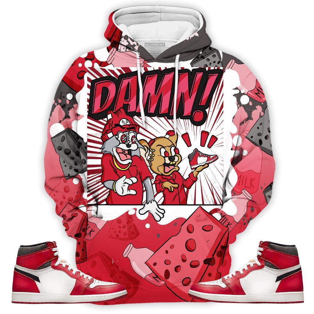 Cat And Mouse Damn Sneaker Shirt Match High Og Chicago 1S, Jordan 1 Lost Found Chicago Hoodie Sweatshirt Tee All Over Print MKO Shirt