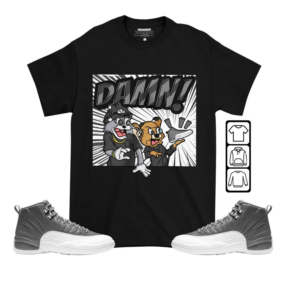 Cat And Mouse Damn Sneaker Shirt Match Retro Stealth 12s, Jordan 12 Retro Stealth MKO T-Shirt Cat And Mouse Damn Sneaker Shirt Match Retro Stealth 12s, Jordan 12 Retro Stealth MKO T-Shirt