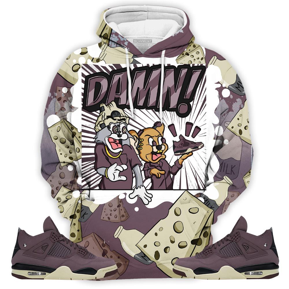Cat And Mouse Damn Sneaker Shirt Match Violet Ore 4S, Jordan 4 A Ma Maniere Violet Ore Hoodie Sweatshirt Tee All Over Print MKO Shirt