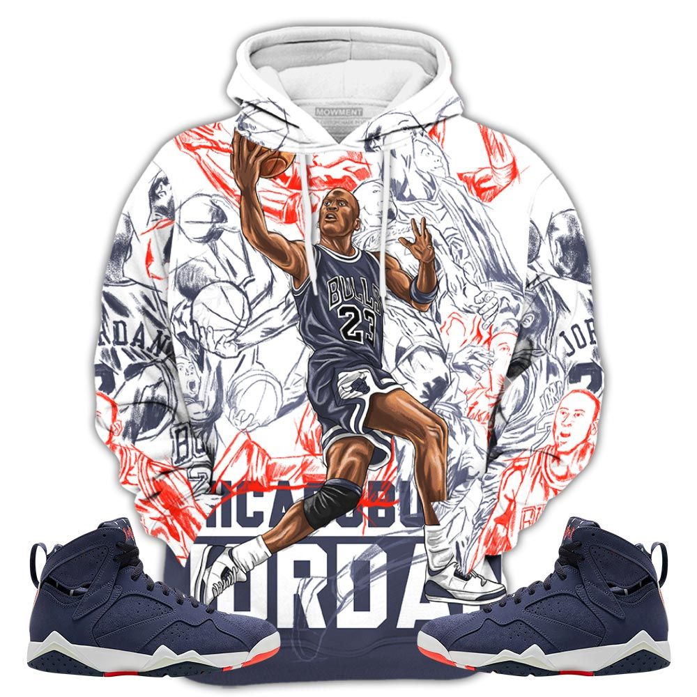 Chicago Superstar Sneaker Shirt Match 7 Neutral Indigo, Jordan 7 Quai 54 Hoodie Sweatshirt Tee All Over Print MKO Shirt