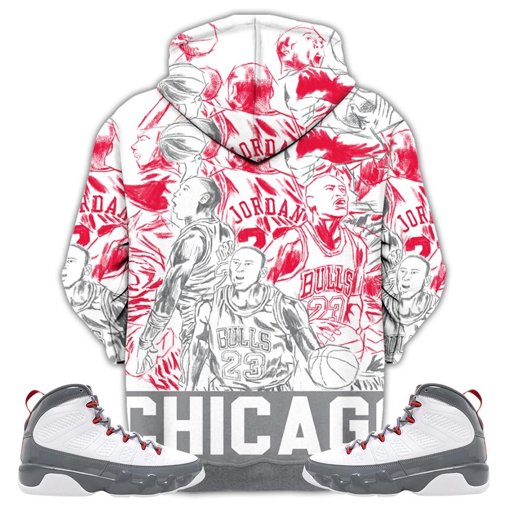 Chicago Superstar Sneaker Shirt Match Fire Red 9S, Jordan 9 Retro Fire Red Hoodie Sweatshirt Tee All Over Print MKO Shirt