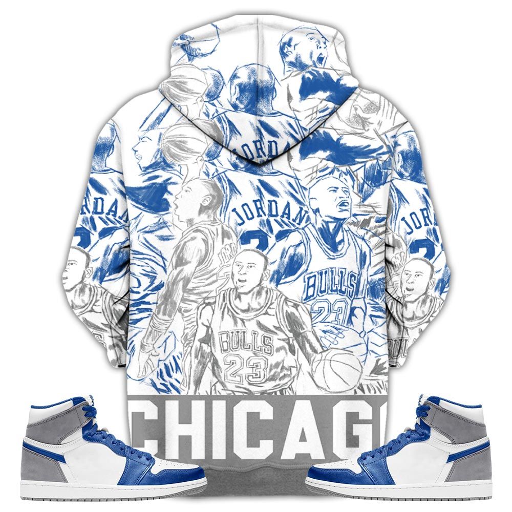 Chicago Superstar Sneaker Shirt Match True Blue 1S, Jordan 1 High Og True Blue Hoodie Sweatshirt Tee All Over Print MKO Shirt