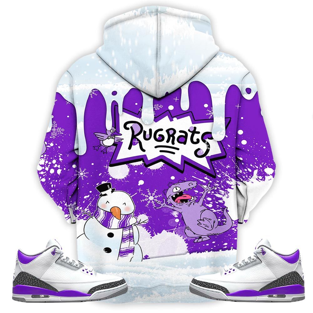 Christmas Rugrast 80S Sneaker Shirt Match Dark Iris 3S, Jordan 3 Retro Dark Iris Hoodie Sweatshirt Tee All Over Print MKO Shirt