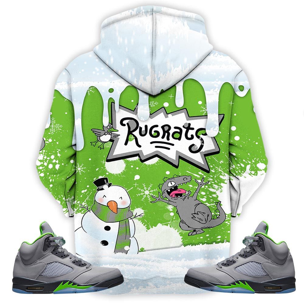 Christmas Rugrast 80S Sneaker Shirt Match Green Bean 5S, Jordan 5 Retro Green Bean Hoodie Sweatshirt Tee All Over Print MKO Shirt