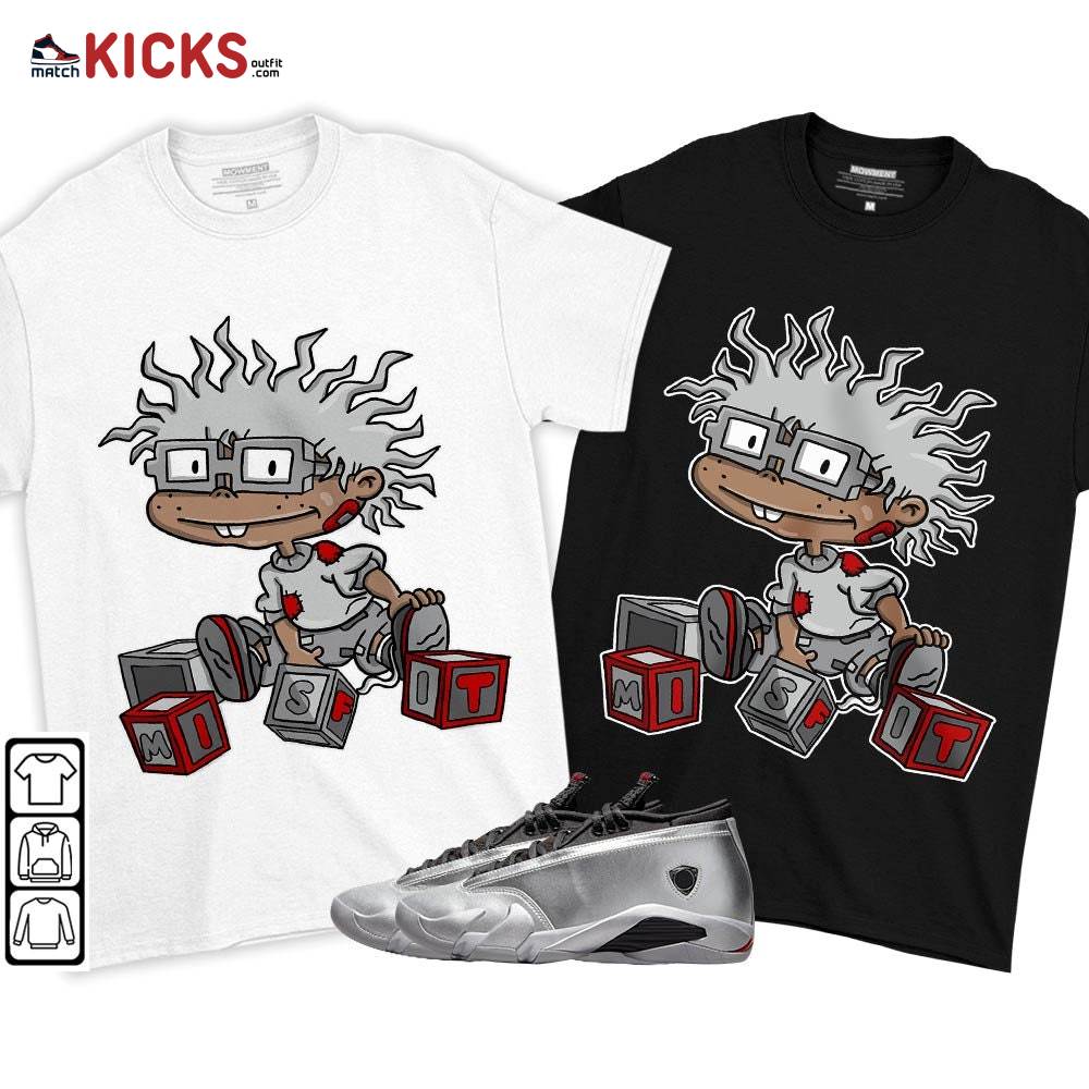 Chuckie Rugrats Misfit Sneaker Shirt Match 14 Low Metallic Silver, Jordan 14 Metallic Silver MKO T-Shirt