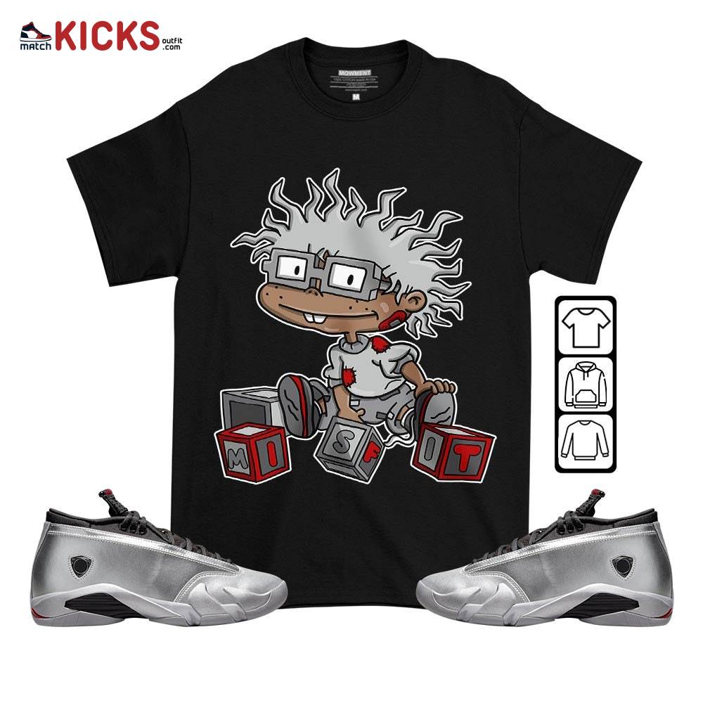 Chuckie Rugrats Misfit Sneaker Shirt Match 14 Low Metallic Silver, Jordan 14 Metallic Silver MKO T-Shirt