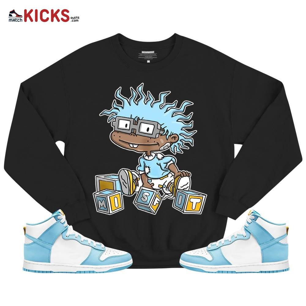 Chuckie Rugrats Misfit Sneaker Shirt Match Dunk High Blue Chill, Dunk High Homer Simpson MKO T-Shirt Chuckie Rugrats Misfit Sneaker Shirt Match Dunk High Blue Chill, Dunk High Homer Simpson MKO T-Shirt