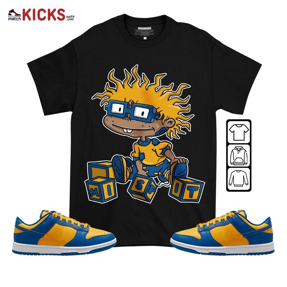 Chuckie Rugrats Misfit Sneaker Shirt Match Dunk Low Blue Yellow, Dunk Low Blue Jay MKO T-Shirt