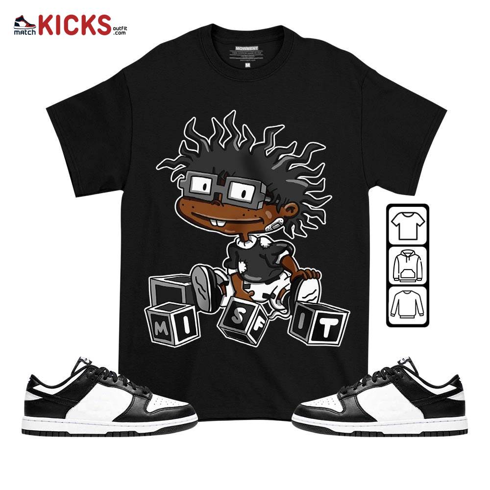 Chuckie Rugrats Misfit Sneaker Shirt Match Dunk Panda Black White, Dunk Low Panda 2022 MKO T-Shirt