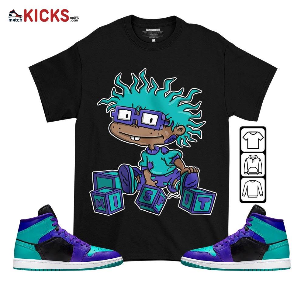 Chuckie Rugrats Misfit Sneaker Shirt Match Mid Black Grape 1s, Jordan 1 Mid Black Grape MKO T-Shirt Chuckie Rugrats Misfit Sneaker Shirt Match Mid Black Grape 1s, Jordan 1 Mid Black Grape MKO T-Shirt