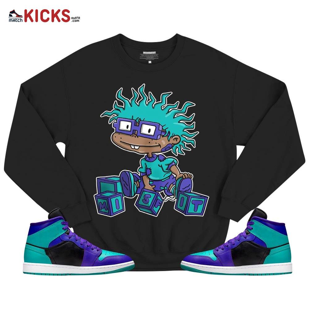 Chuckie Rugrats Misfit Sneaker Shirt Match Mid Black Grape 1s, Jordan 1 Mid Black Grape MKO T-Shirt Chuckie Rugrats Misfit Sneaker Shirt Match Mid Black Grape 1s, Jordan 1 Mid Black Grape MKO T-Shirt