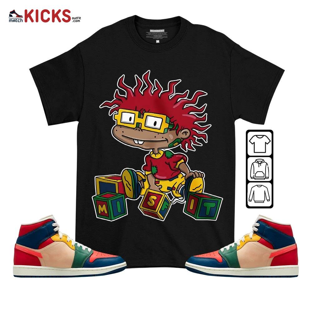 Chuckie Rugrats Misfit Sneaker Shirt Match Mid Multi Color 2022 1s, Jordan 1 Mid Multi Color 2022 MKO T-Shirt