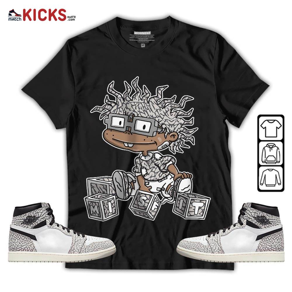 Chuckie Rugrats Misfit Sneaker Shirt Match OG Elephant 1s, Jordan 1 White Cement MKO T-Shirt