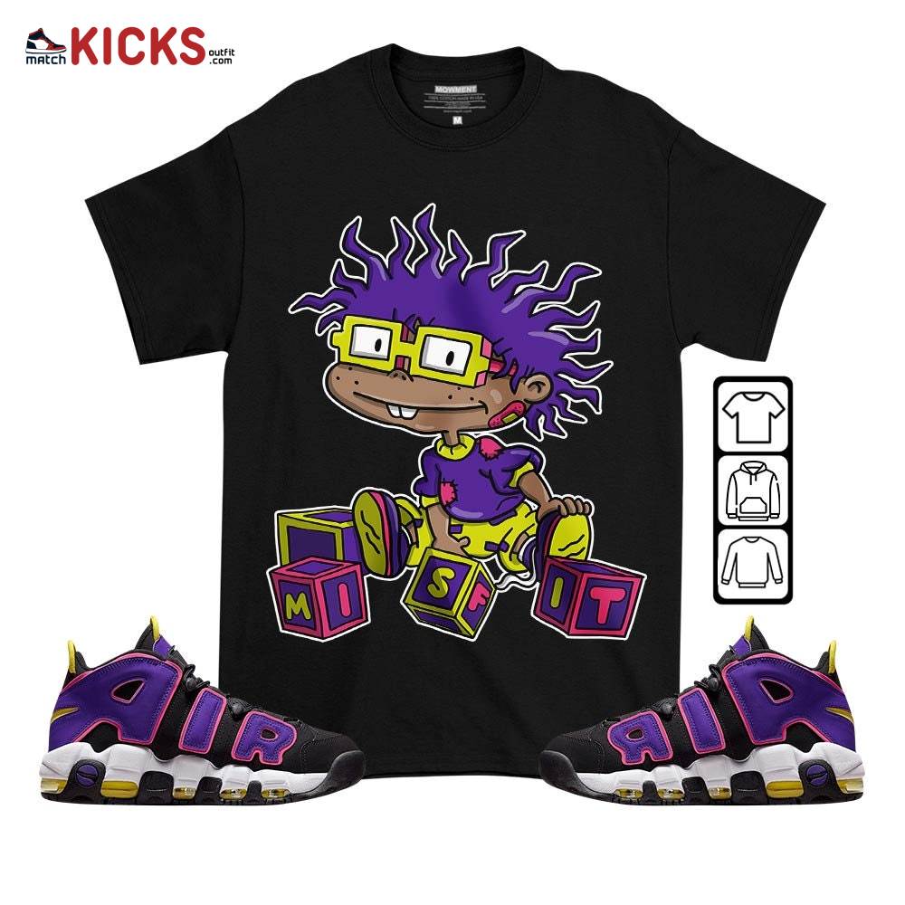 Chuckie Rugrats Misfit Sneaker Shirt Match Uptempo Black Multi Color, Air More Uptempo Black Court Purple MKO T-Shirt