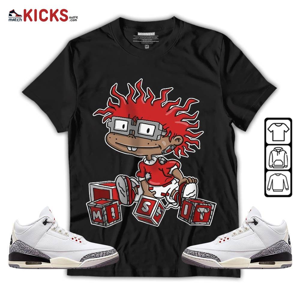 Chuckie Rugrats Misfit Sneaker Shirt Match White Cement 3s, Jordan Retro 3 White Cement MKO T-Shirt