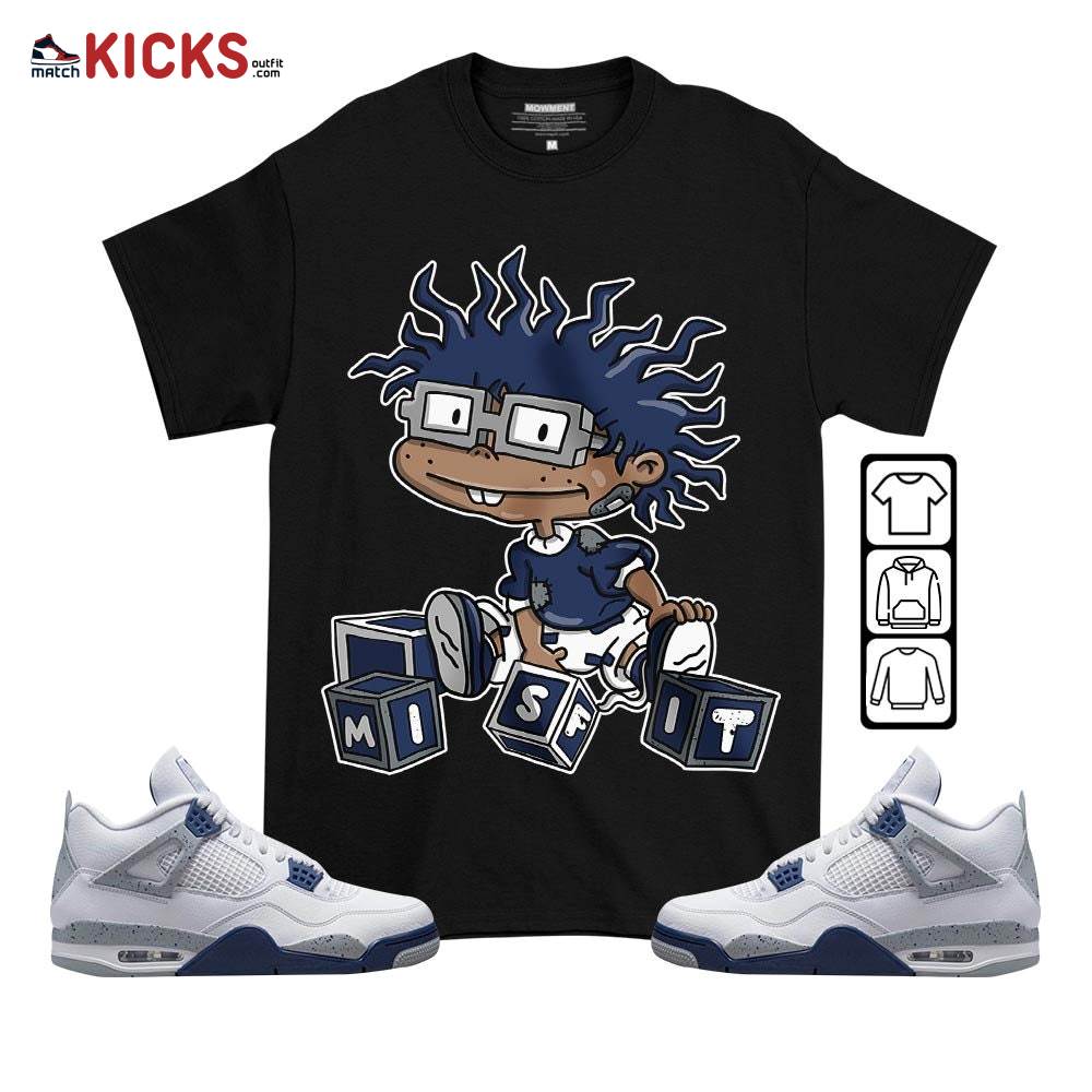 Chuckie Rugrats Misfit Sneaker Shirt Match White Midnight Navy 4s, Jordan 4 Retro Midnight Navy MKO T-Shirt