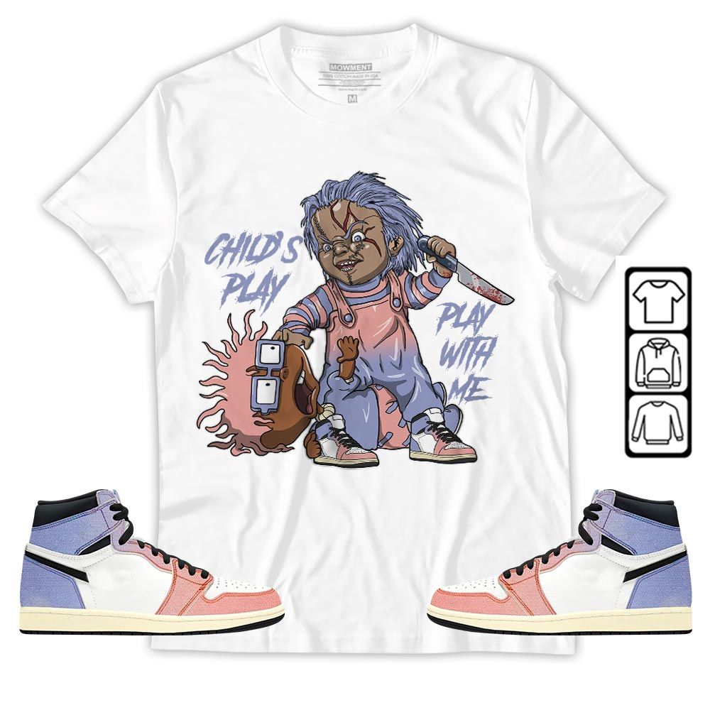 Chucky Cartoon 90s Childs Play Sneaker Shirt Match Retro Skyline 1s, Jordan 1 High OG Skyline MKO T-Shirt