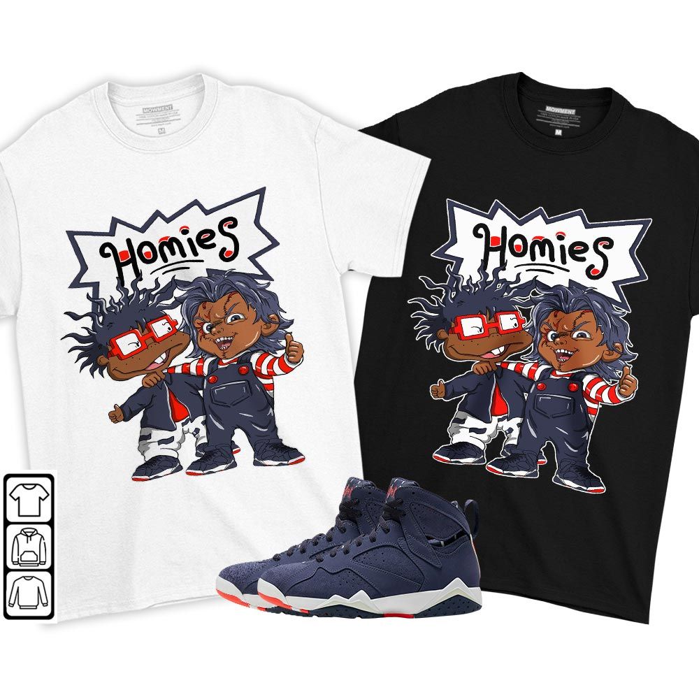 Chucky Cartoon 90s Homie Sneaker Shirt Match 7 Neutral Indigo, Jordan 7 Quai 54 MKO T-Shirt Chucky Cartoon 90s Homie Sneaker Shirt Match 7 Neutral Indigo, Jordan 7 Quai 54 MKO T-Shirt