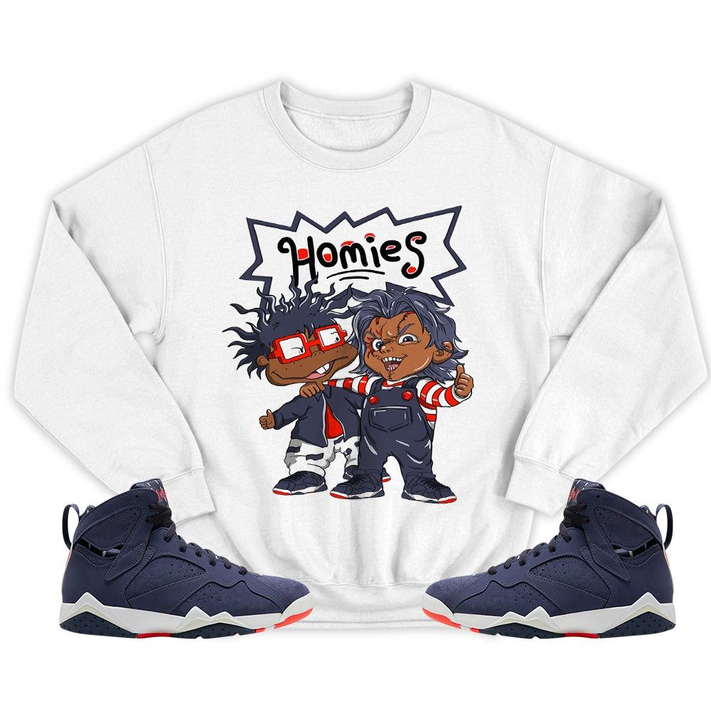 Chucky Cartoon 90s Homie Sneaker Shirt Match 7 Neutral Indigo, Jordan 7 Quai 54 MKO T-Shirt Chucky Cartoon 90s Homie Sneaker Shirt Match 7 Neutral Indigo, Jordan 7 Quai 54 MKO T-Shirt
