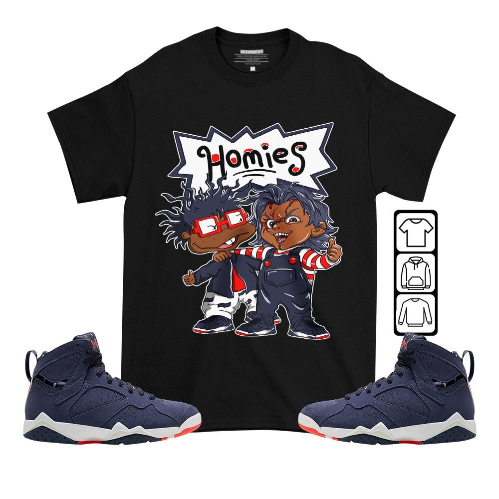 Chucky Cartoon 90s Homie Sneaker Shirt Match 7 Neutral Indigo, Jordan 7 Quai 54 MKO T-Shirt Chucky Cartoon 90s Homie Sneaker Shirt Match 7 Neutral Indigo, Jordan 7 Quai 54 MKO T-Shirt