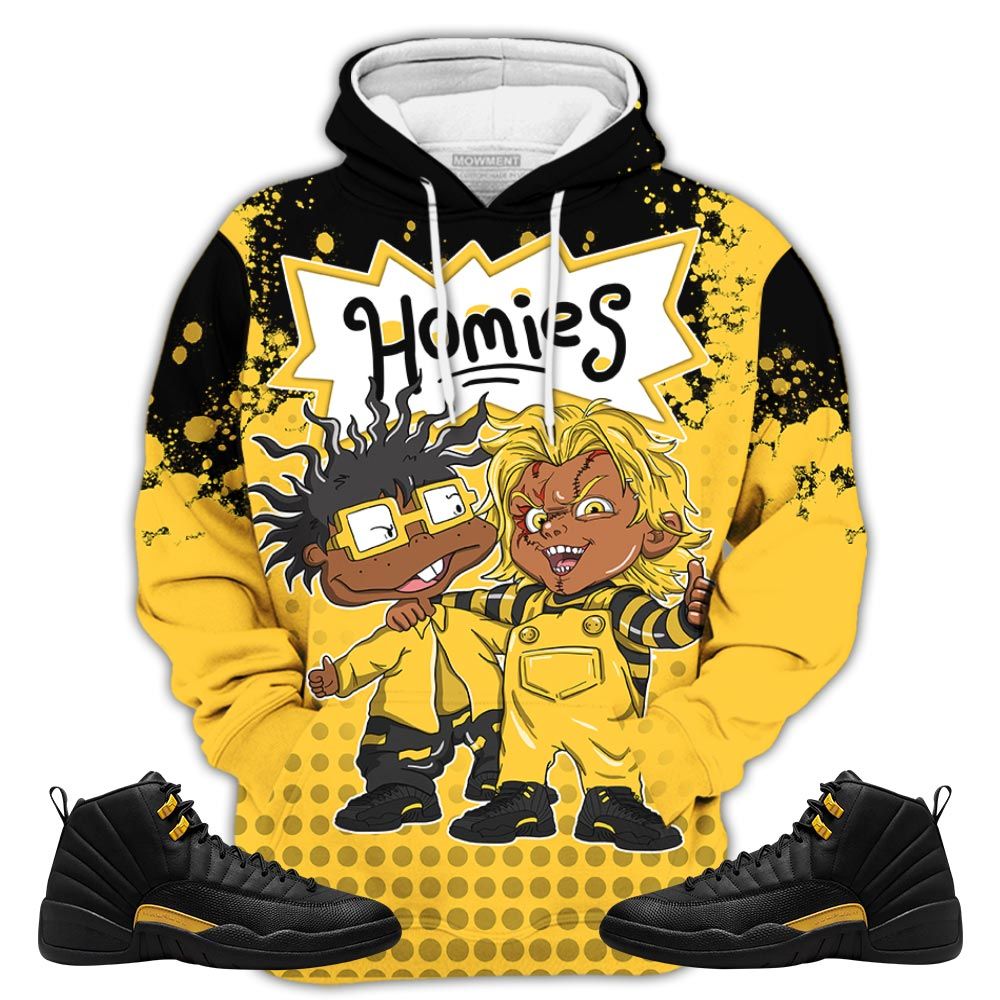 Chucky Cartoon 90S Homie Sneaker Shirt Match Black Taxi 12S, Jordan 12 Retro Black Taxi Hoodie Sweatshirt Tee All Over Print MKO Shirt
