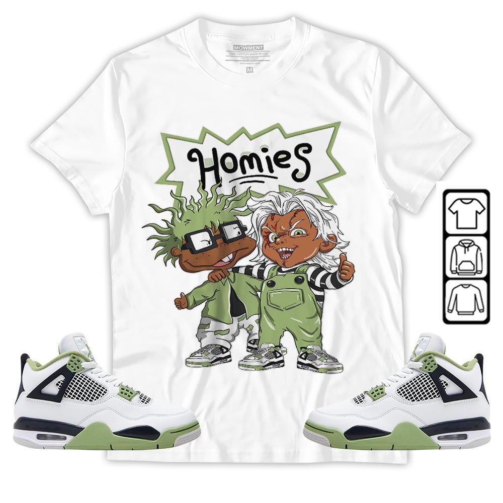 Chucky Cartoon 90s Homie Sneaker Shirt Match Retro Oil Green 4s, Jordan 4 Oil Green MKO T-Shirt