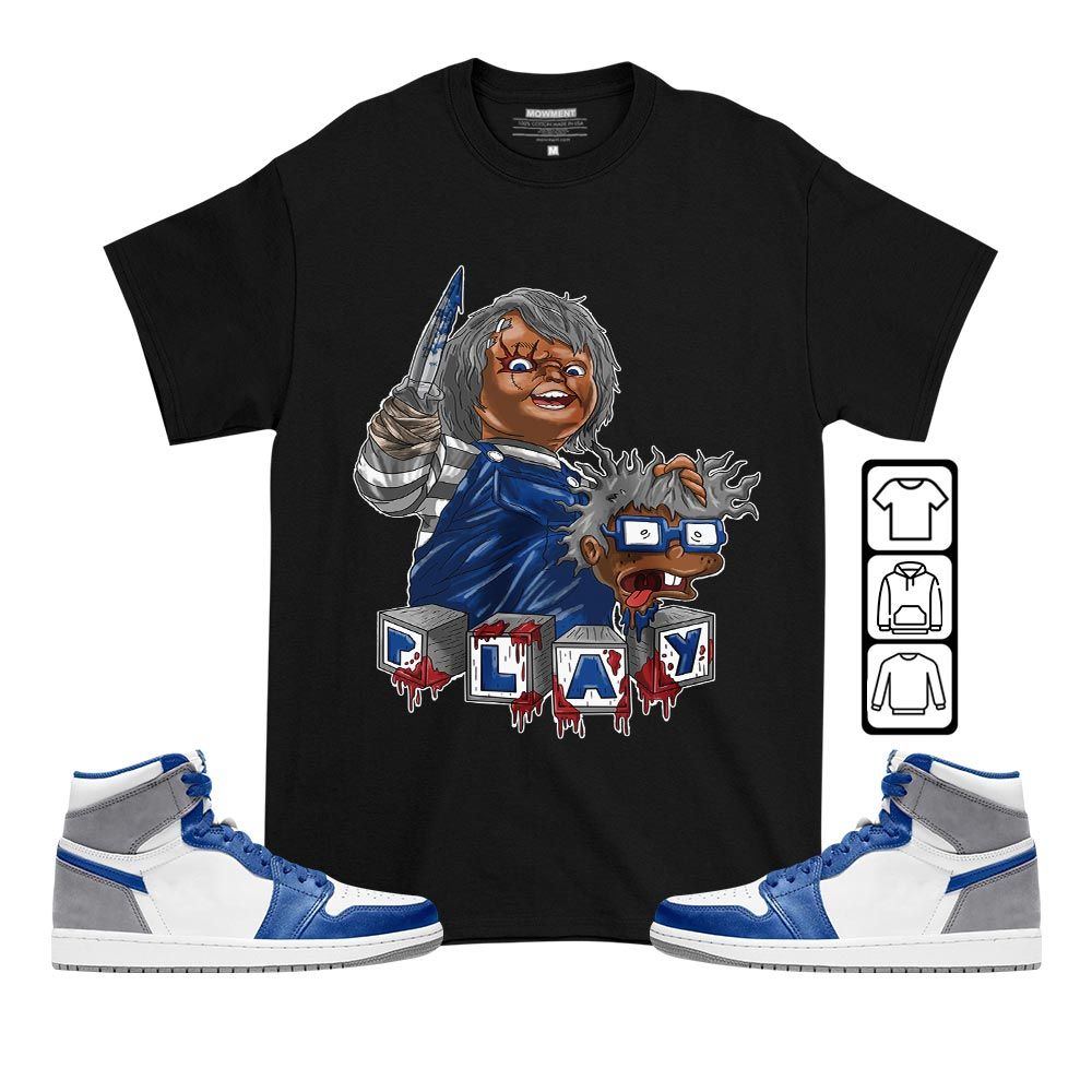 Chucky Cartoon 90s Kills Sneaker Shirt Match True Blue 1s, Jordan 1 High OG True Blue MKO T-Shirt Chucky Cartoon 90s Kills Sneaker Shirt Match True Blue 1s, Jordan 1 High OG True Blue MKO T-Shirt