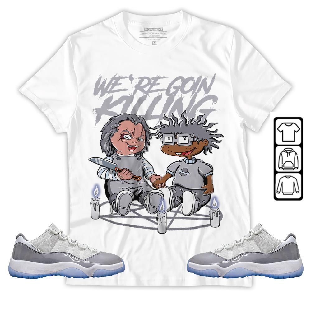 Chucky Cartoon 90s Rugrats Horror Sneaker Shirt Match Cement Grey 11s, Jordan 11 Low Cement Grey MKO T-Shirt