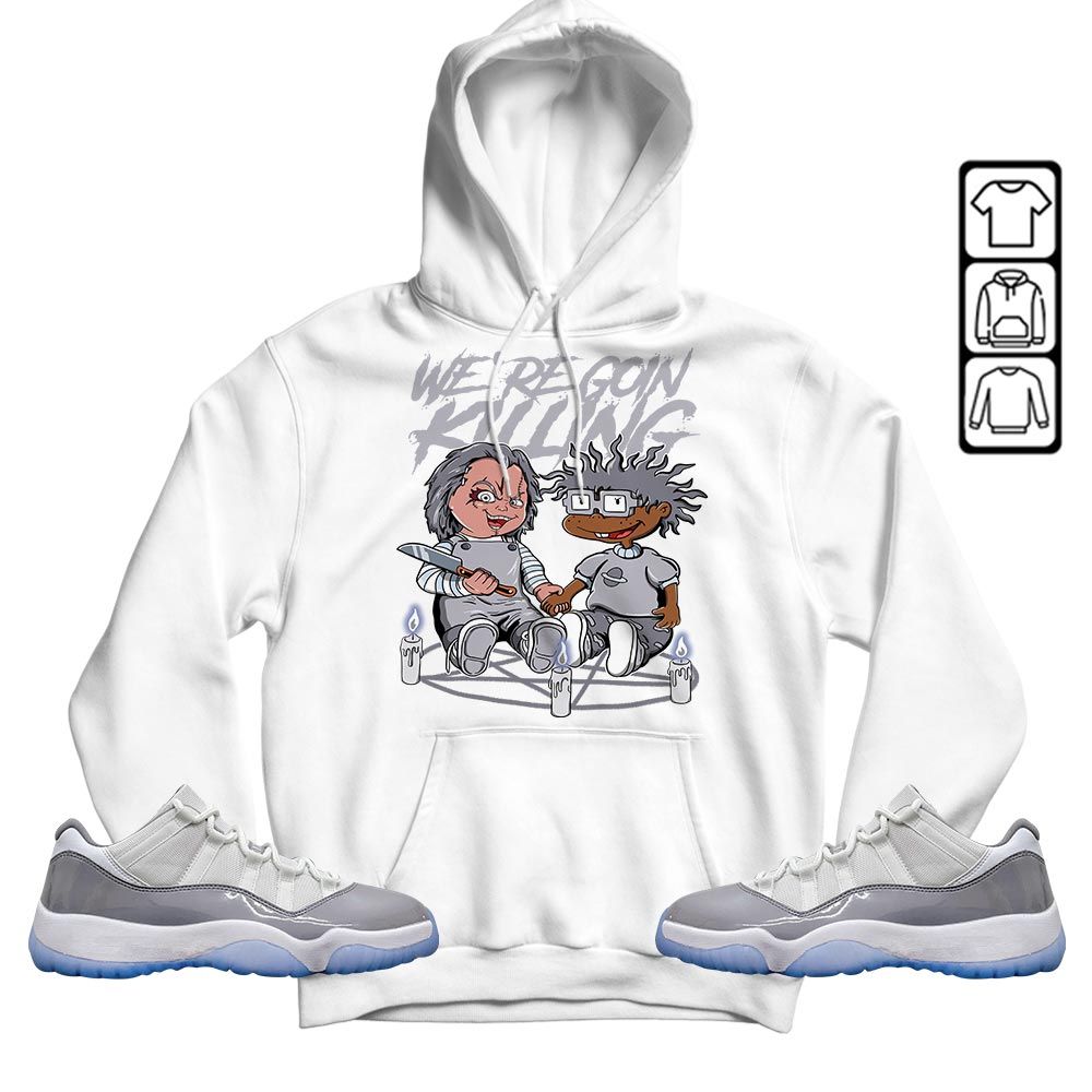 Chucky Cartoon 90s Rugrats Horror Sneaker Shirt Match Cement Grey 11s, Jordan 11 Low Cement Grey MKO T-Shirt