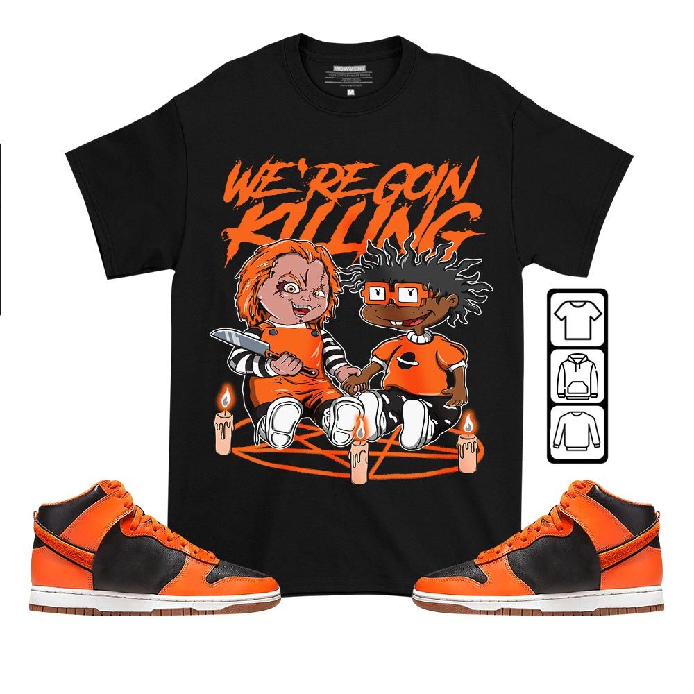 Chucky Cartoon 90s Rugrats Horror Sneaker Shirt Match Dunk Black Orange, Dunk High GS Safety Orange MKO T-Shirt Chucky Cartoon 90s Rugrats Horror Sneaker Shirt Match Dunk Black Orange, Dunk High GS Safety Orange MKO T-Shirt