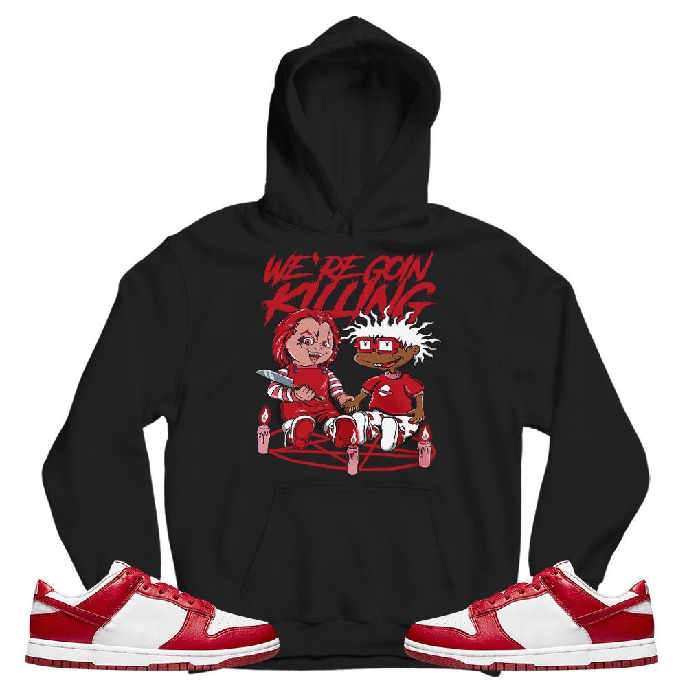 Chucky Cartoon 90s Rugrats Horror Sneaker Shirt Match Next Nature White Gym Red, Dunk Low Gym Red MKO T-Shirt