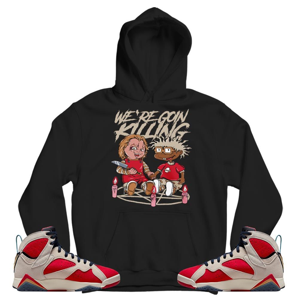 Chucky Cartoon 90s Rugrats Horror Sneaker Shirt Match Trophy Room 7s, Jordan 7 Trophy Room MKO T-Shirt