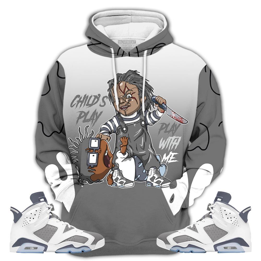 Chucky Childs Play 02 Sneaker Shirt Match Retro Cool Grey 6S, Jordan 6 Cool Grey Hoodie Sweatshirt Tee All Over Print MKO Shirt