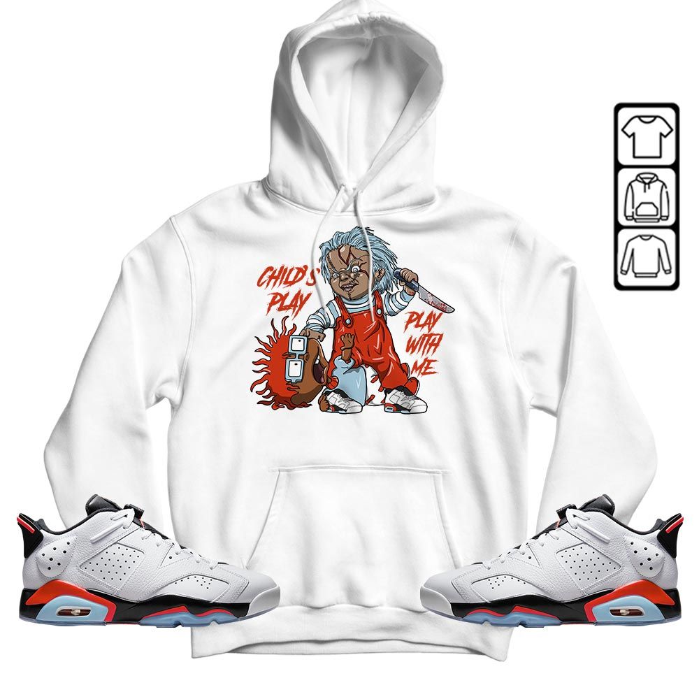 Chucky Childs Play Sneaker Shirt Match Golf White Infrared 6s, Jordan 6 Low Infrared MKO T-Shirt