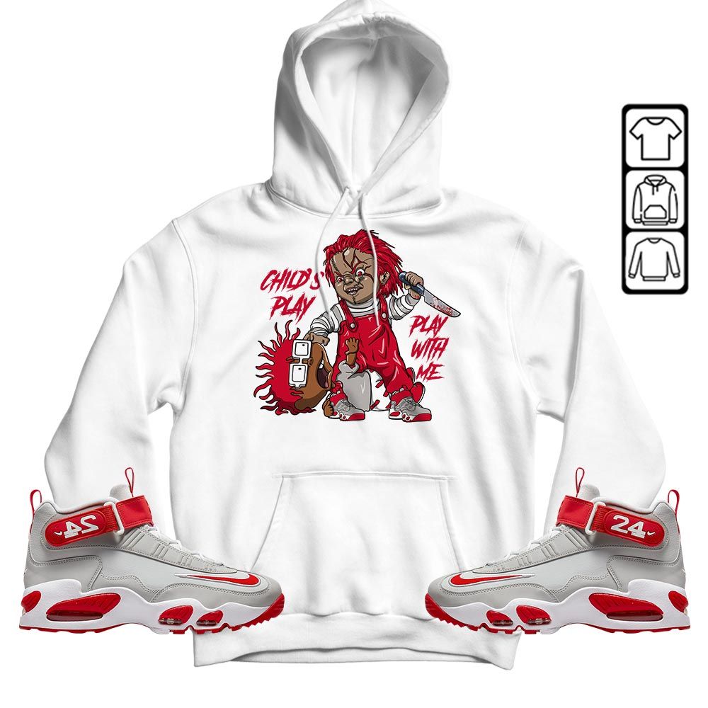 Chucky Childs Play Sneaker Shirt Match Griffey Max 1 University Reds, Air Griffey Max 1 Gray Reds MKO T-Shirt