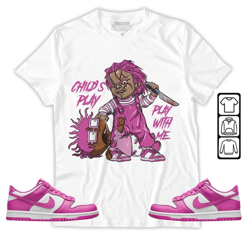 Chucky Childs Play Sneaker Shirt Match GS Active Fuchsia, Dunk Low Active Fuchsia MKO T-Shirt Chucky Childs Play Sneaker Shirt Match GS Active Fuchsia, Dunk Low Active Fuchsia MKO T-Shirt