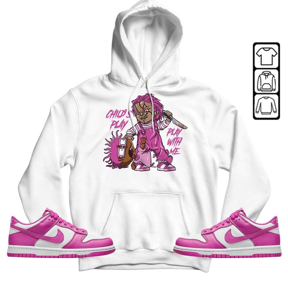 Chucky Childs Play Sneaker Shirt Match GS Active Fuchsia, Dunk Low Active Fuchsia MKO T-Shirt