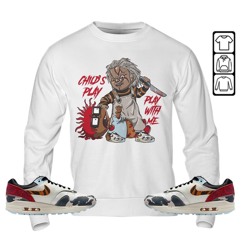 Chucky Childs Play Sneaker Shirt Match Max 1 87 Tiger Swoosh, Air Max 1 Great Indoors MKO T-Shirt Chucky Childs Play Sneaker Shirt Match Max 1 87 Tiger Swoosh, Air Max 1 Great Indoors MKO T-Shirt
