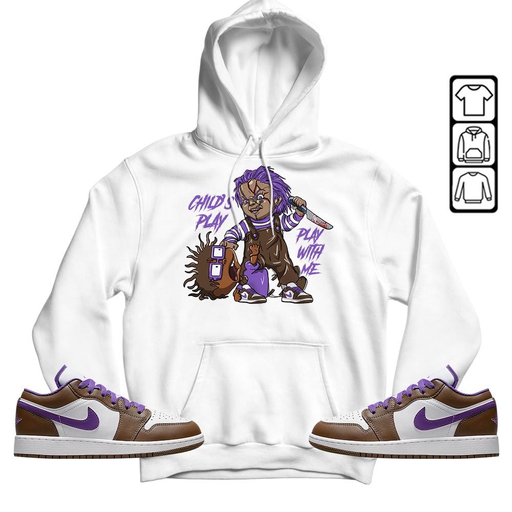 Chucky Childs Play Sneaker Shirt Match Purple Mocha 1s, Jordan 1 Low Purple Mocha MKO T-Shirt