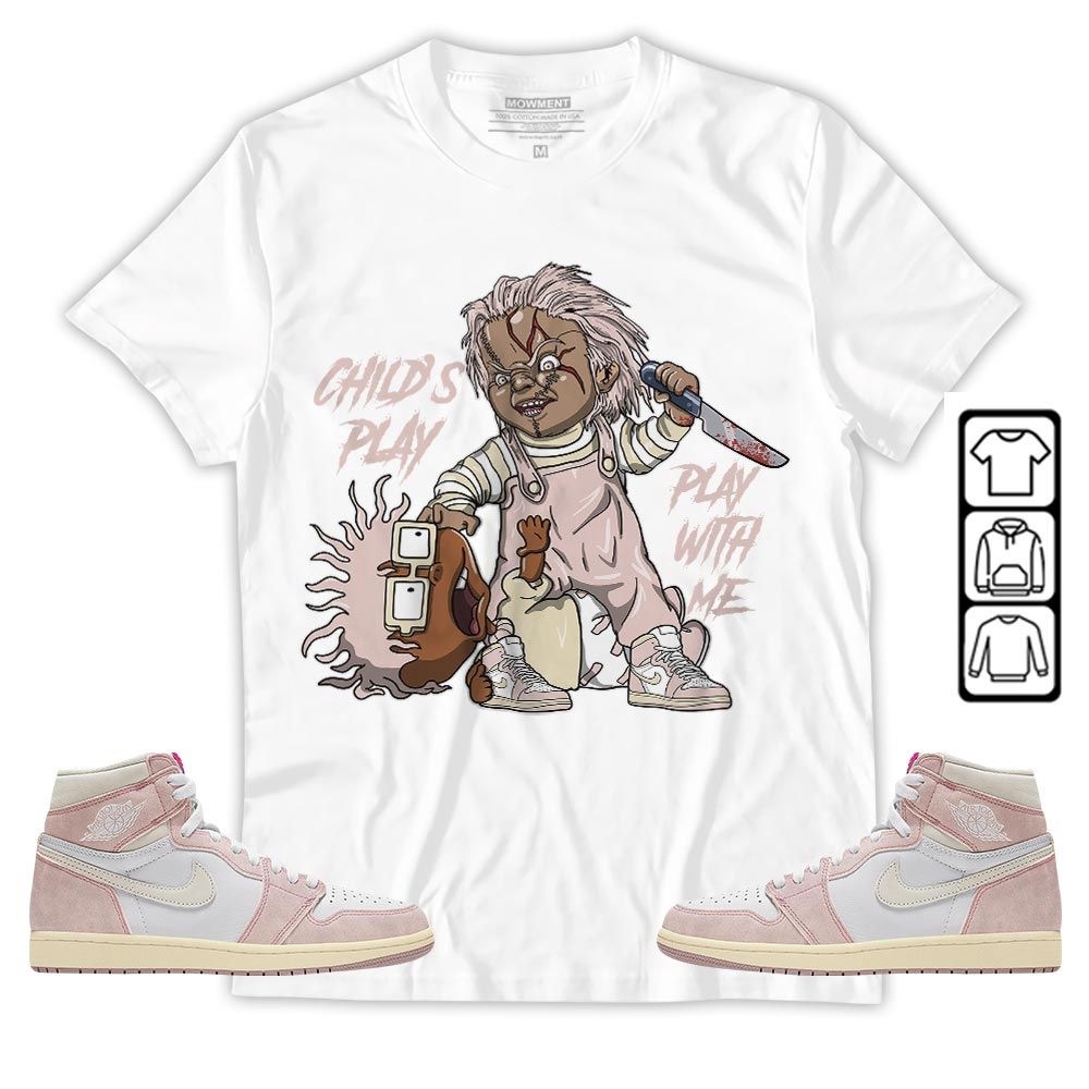 Chucky Childs Play Sneaker Shirt Match Retro Washed Pink 1s, Jordan 1 High OG Washed Pink MKO T-Shirt Chucky Childs Play Sneaker Shirt Match Retro Washed Pink 1s, Jordan 1 High OG Washed Pink MKO T-Shirt