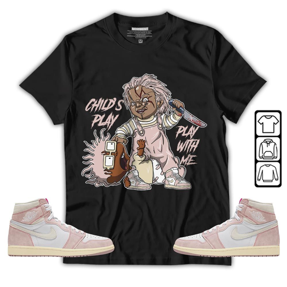 Chucky Childs Play Sneaker Shirt Match Retro Washed Pink 1s, Jordan 1 High OG Washed Pink MKO T-Shirt Chucky Childs Play Sneaker Shirt Match Retro Washed Pink 1s, Jordan 1 High OG Washed Pink MKO T-Shirt