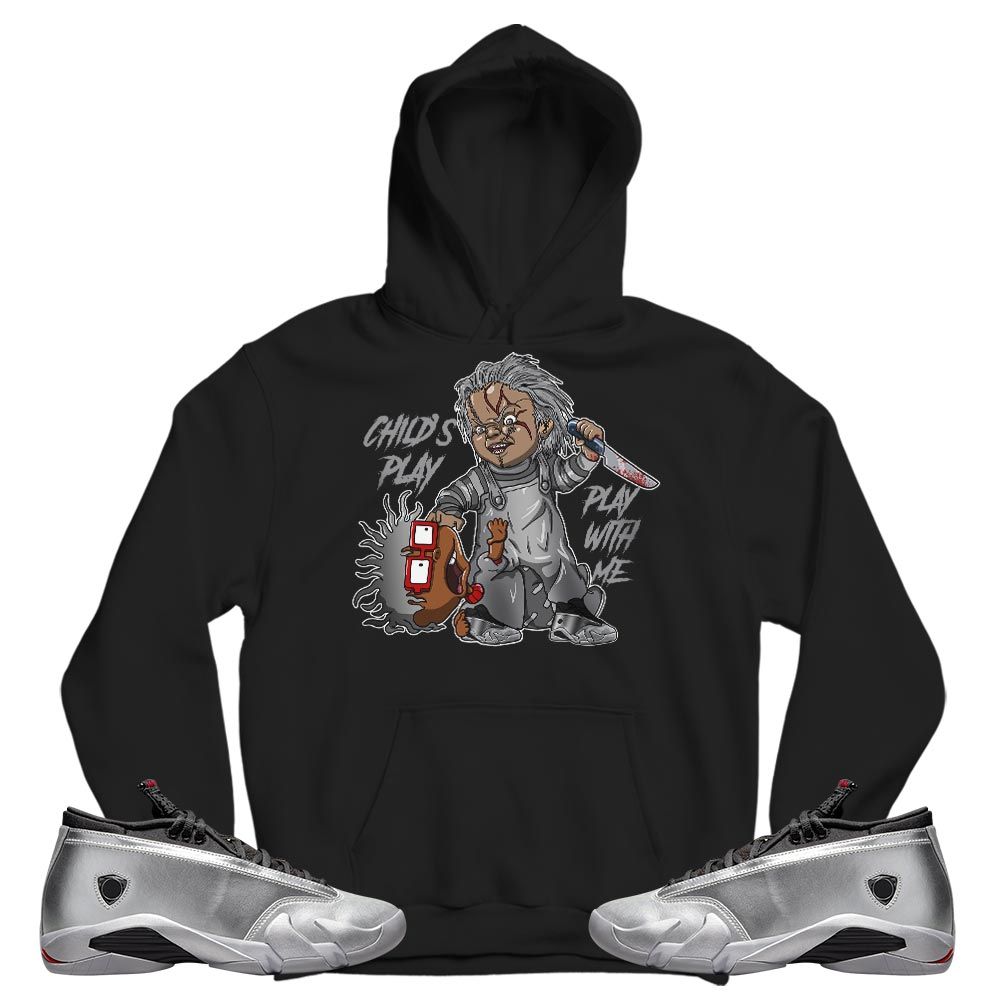 Chucky Chuckie Childs Play Sneaker Shirt Match 14 Low Metallic Silver, Jordan 14 Metallic Silver MKO T-Shirt