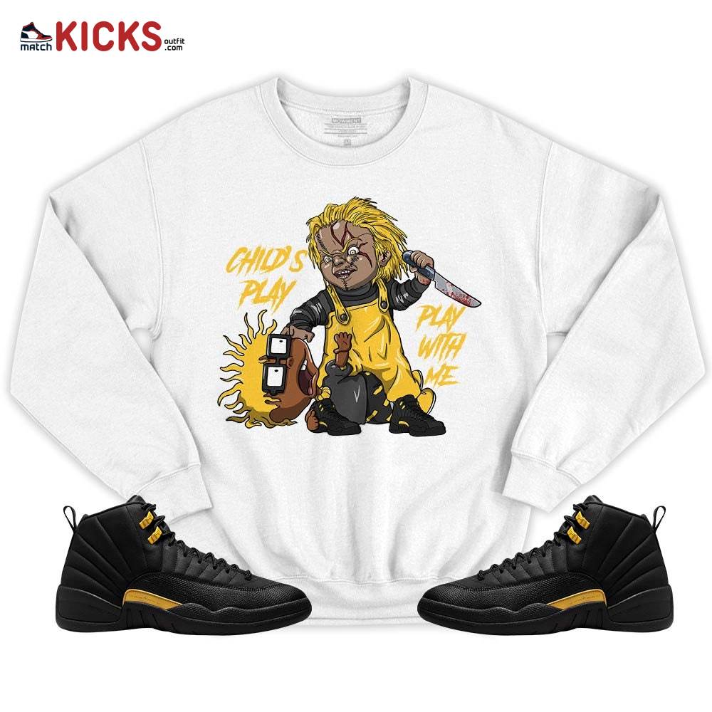 Chucky Chuckie Child’s Play Sneaker Shirt Match Black Taxi 12s, Jordan 12 Retro Black Taxi MKO T-Shirt Chucky Chuckie Child’s Play Sneaker Shirt Match Black Taxi 12s, Jordan 12 Retro Black Taxi MKO T-Shirt