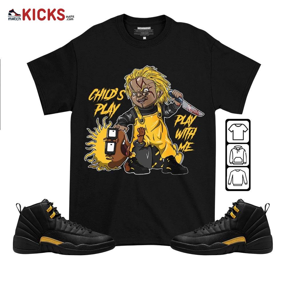 Chucky Chuckie Child’s Play Sneaker Shirt Match Black Taxi 12s, Jordan 12 Retro Black Taxi MKO T-Shirt