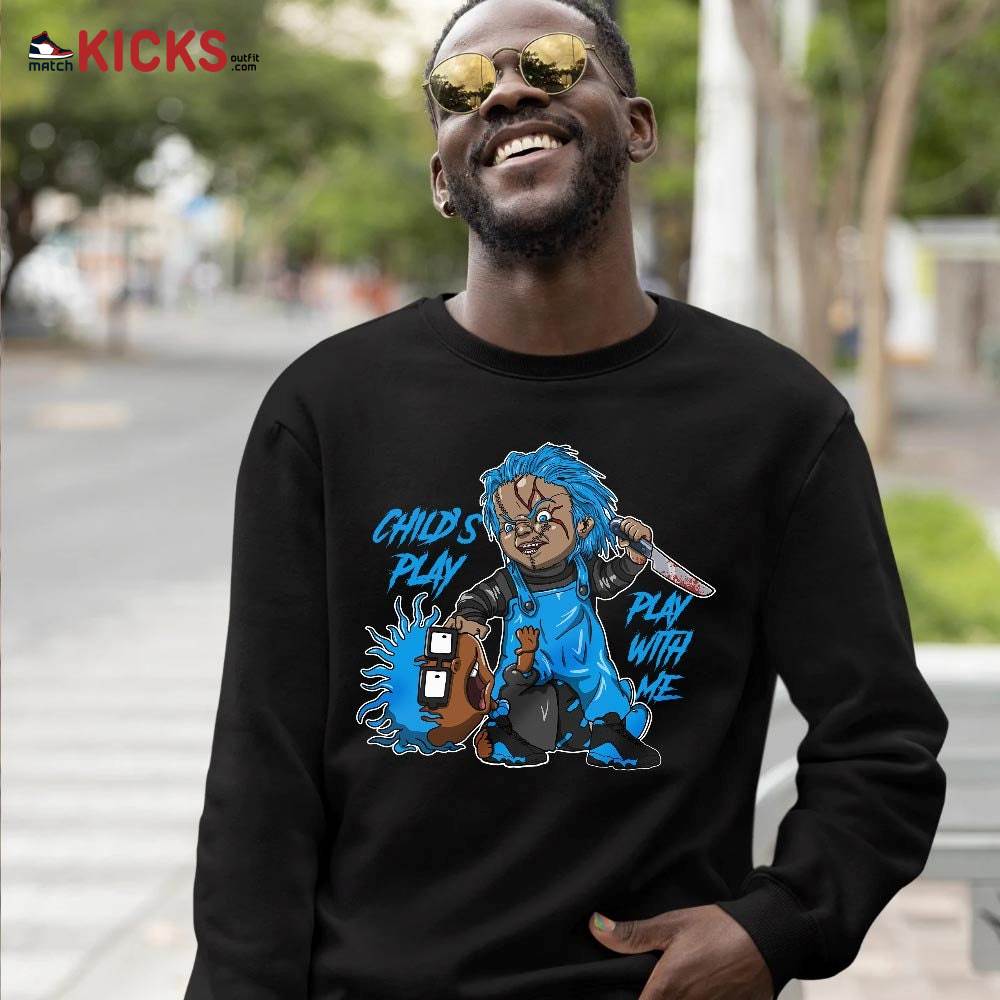 Chucky Chuckie Child’s Play Sneaker Shirt Match Black University Blue 13s, Jordan 13 Black University Blue 2022 MKO T-Shirt Chucky Chuckie Child’s Play Sneaker Shirt Match Black University Blue 13s, Jordan 13 Black University Blue 2022 MKO T-Shirt