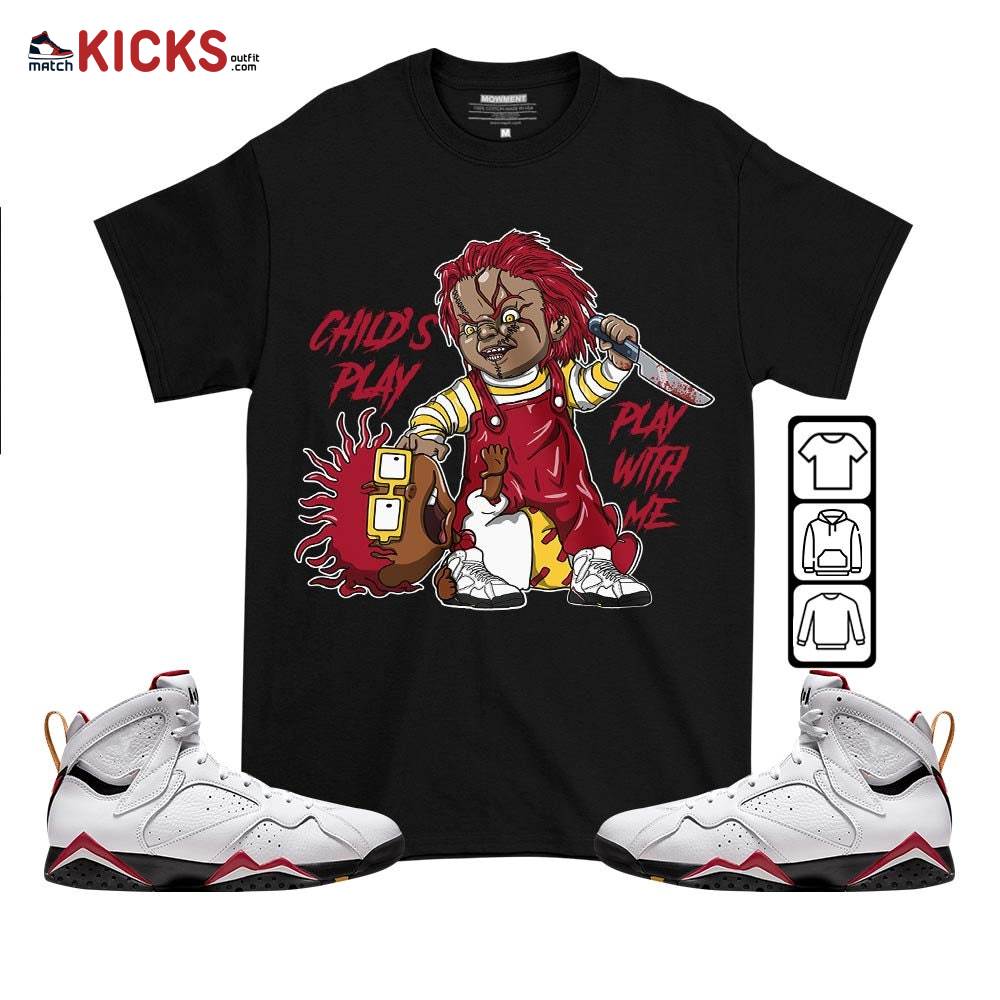 Chucky Chuckie Child’s Play Sneaker Shirt Match Cardinal 7s, Jordan 7 Retro Cardinal MKO T-Shirt